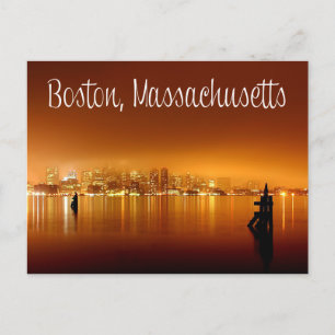 Boston, Massachusetts, Skyline At Night Post Card