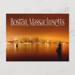 Boston, Massachusetts, Skyline At Night - USA Postcard