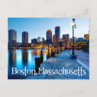 Boston Massachusetts Skyline at Sunset  Post Card