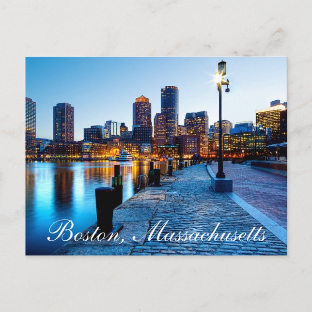 Boston Massachusetts Skyline at Sunset  Post Card (Front)