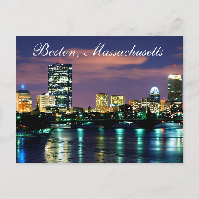 Boston Massachusetts Skyline at Sunset  Postcard (Front)