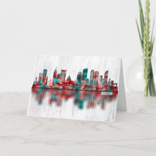 Boston Massachusetts Skyline Holiday Card