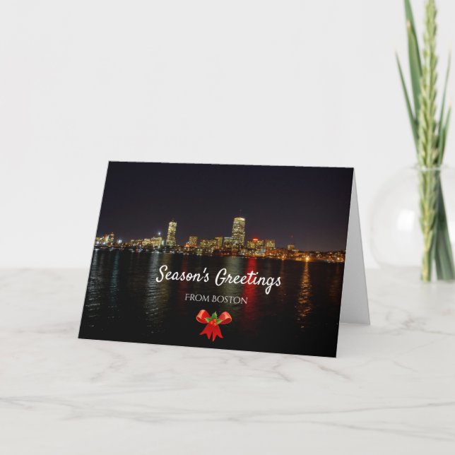 Boston Massachusetts Skyline Holiday Christmas Car (Front)