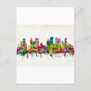 Boston Massachusetts Skyline Holiday Postcard