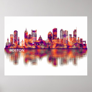 Boston Massachusetts Skyline Poster