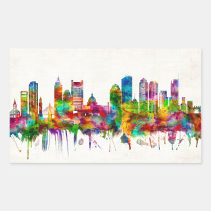 Boston Massachusetts Skyline Rectangular Sticker