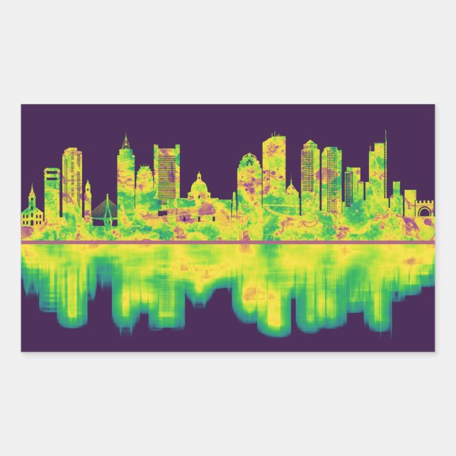 Boston Massachusetts Skyline Rectangular Sticker (Front)