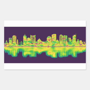 Boston Massachusetts Skyline Rectangular Sticker