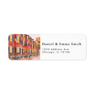 Boston Massachusetts Skyline Return Address Label