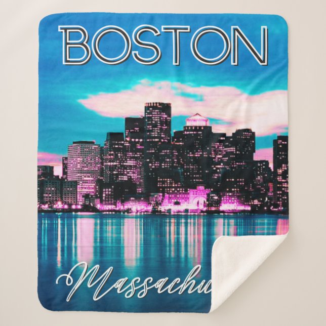 Boston Massachusetts Skyline   Sherpa Blanket (Front)