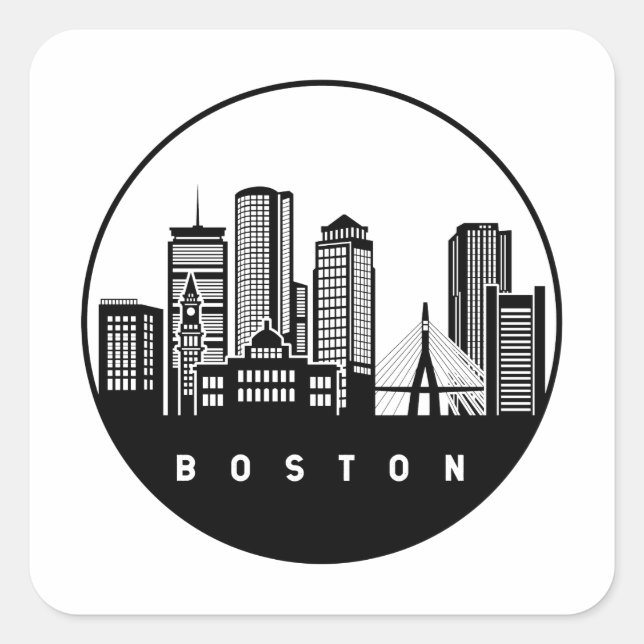 Boston Massachusetts Skyline Square Sticker (Front)