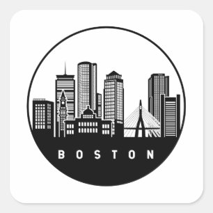 Boston Massachusetts Skyline Square Sticker