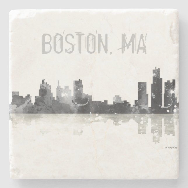BOSTON MASSACHUSETTS SKYLINE - Stome drinks coaste Stone Coaster (Front)