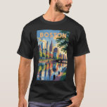 Boston Massachusetts Skyline Travel Art Vintage T-Shirt<br><div class="desc">Boston retro vector travel design. From walking the Freedom Trail and exploring Fenway Park to enjoying the North End’s cuisine,  Boston offers a rich mix of culture,  history,  and charm.</div>