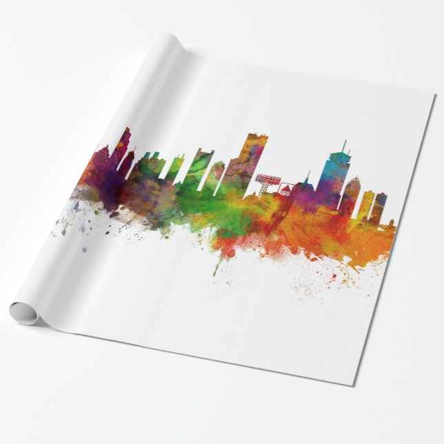 Boston Massachusetts Skyline Wrapping Paper (Unrolled)