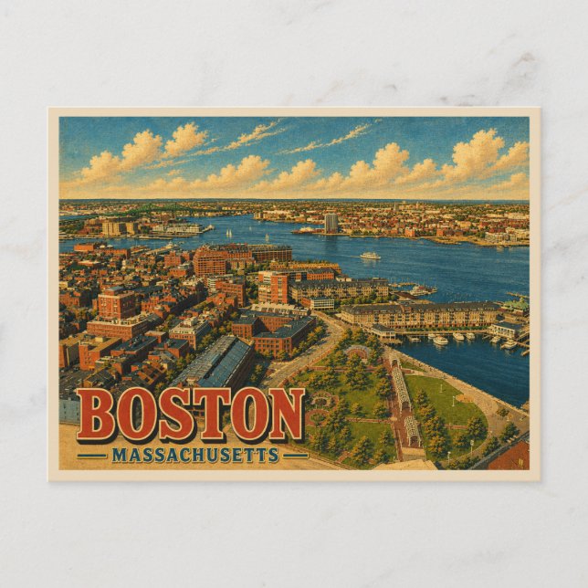 Boston Massachusetts Travel Postcard (Front)
