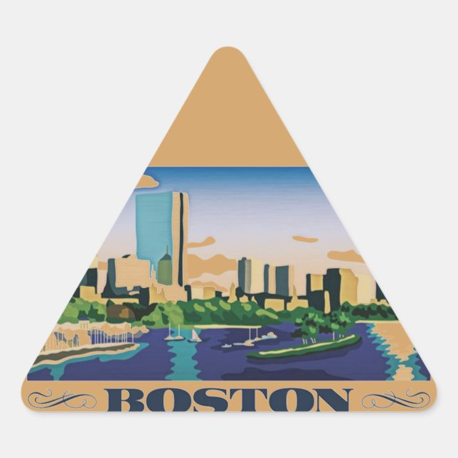 Boston, Massachusetts Triangle Sticker (Front)