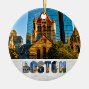 Boston Massachusetts Trinity Church Copley Square Ceramic Tree Decoration
