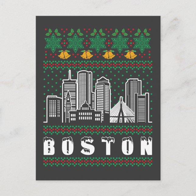 Boston Massachusetts Ugly Christmas Postcard (Front)