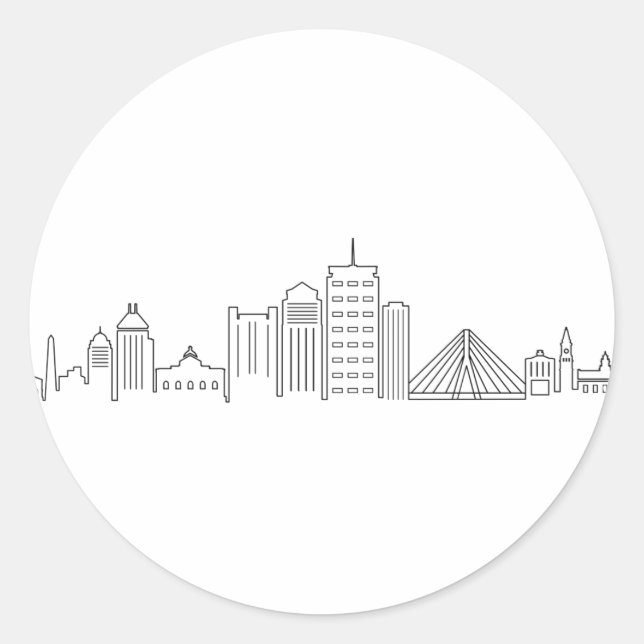 BOSTON Massachusetts USA City Skyline Silhouette Classic Round Sticker (Front)