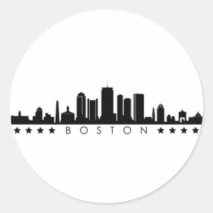 BOSTON Massachusetts USA City Skyline Silhouette Classic Round Sticker