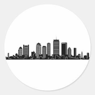 BOSTON Massachusetts USA City Skyline Silhouette Classic Round Sticker