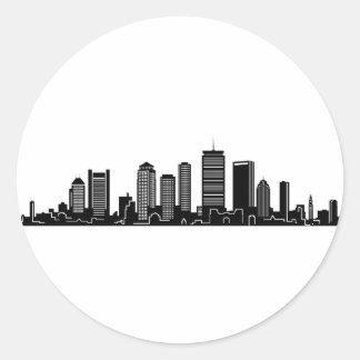 BOSTON Massachusetts USA City Skyline Silhouette Classic Round Sticker