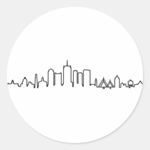 BOSTON Massachusetts USA City Skyline Silhouette Classic Round Sticker