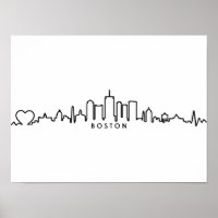 BOSTON Massachusetts USA City Skyline Silhouette