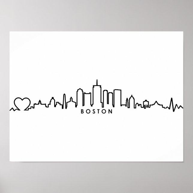 BOSTON Massachusetts USA City Skyline Silhouette Poster (Front)