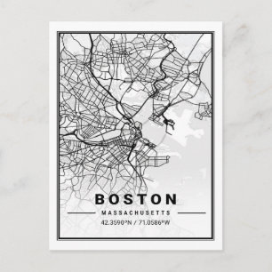 Boston Massachusetts USA Travel City Map Postcard