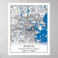 Boston Massachusetts USA Travel City Map