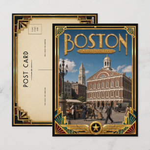 Boston Massachusetts Vintage Art Deco Golden Age Postcard