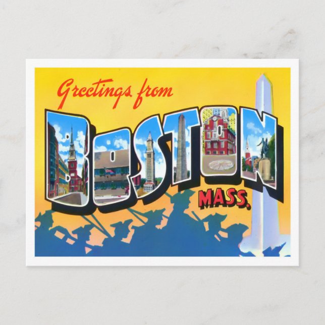 Boston, Massachusetts Vintage Big Letters Postcard (Front)