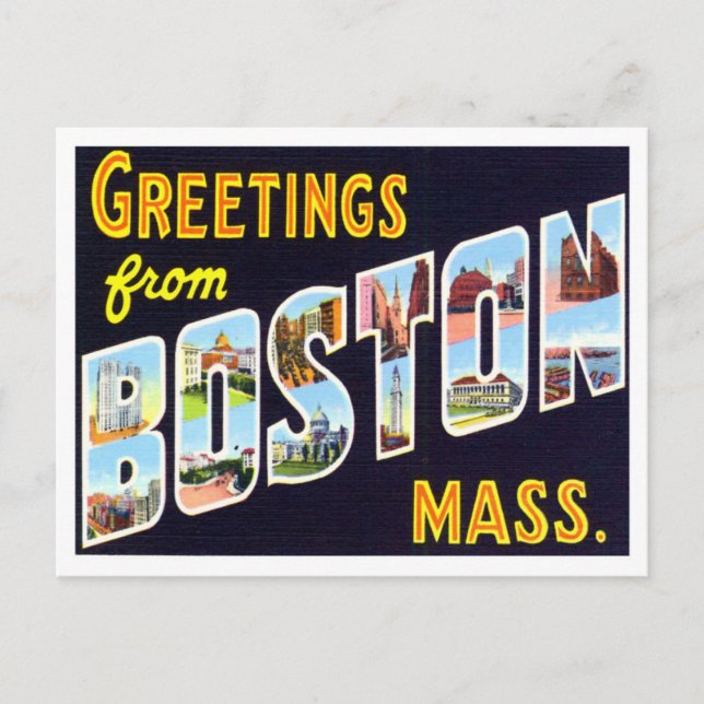 Boston, Massachusetts Vintage Big Letters Postcard (Front)