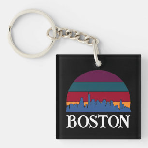 Boston Massachusetts Vintage Cityscape Key Ring