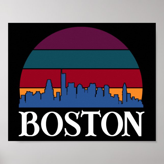 Boston Massachusetts Vintage Cityscape Poster (Front)