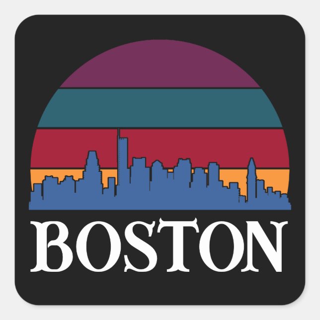 Boston Massachusetts Vintage Cityscape Square Sticker (Front)
