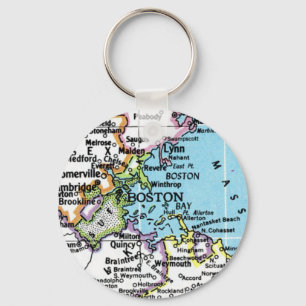 Boston, Massachusetts Vintage Map Keychain