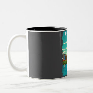 Boston Massachusetts Vintage Minimal Travel Poster Two-Tone Coffee Mug