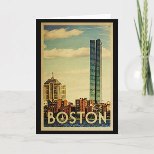 Boston Massachusetts Vintage Travel Card