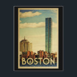 Boston Massachusetts Vintage Travel Postcard<br><div class="desc">Boston Massachusetts design in Vintage Travel style featuring the Boston Harbour with skyline view.</div>