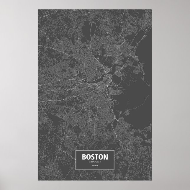 Boston, Massachusetts (white on black) Poster (Front)