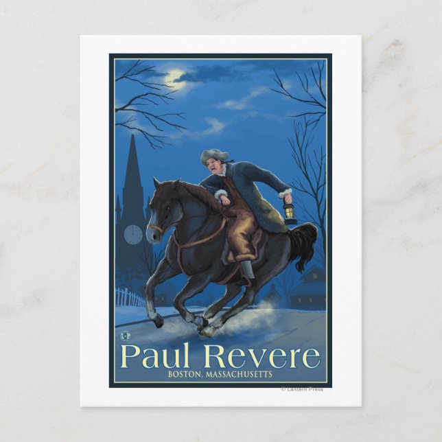 Boston, MassachusettsPaul Revere's Ride Postcard (Front)