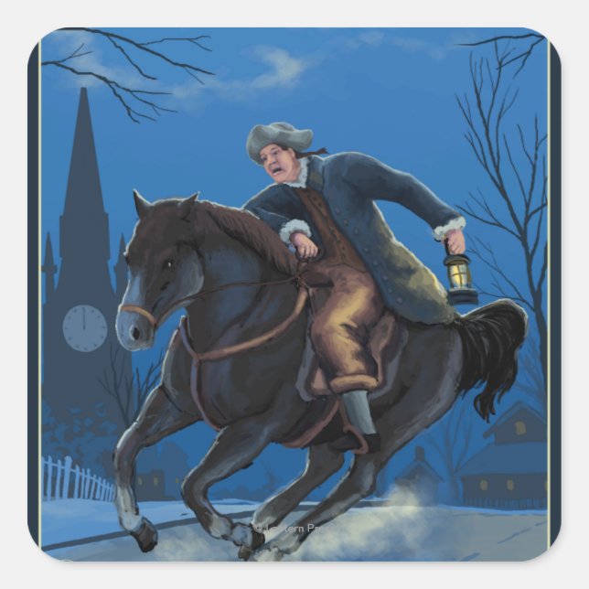 Boston, MassachusettsPaul Revere's Ride Square Sticker (Front)