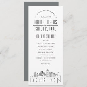 Boston   Modern Deco Wedding Program Invitation