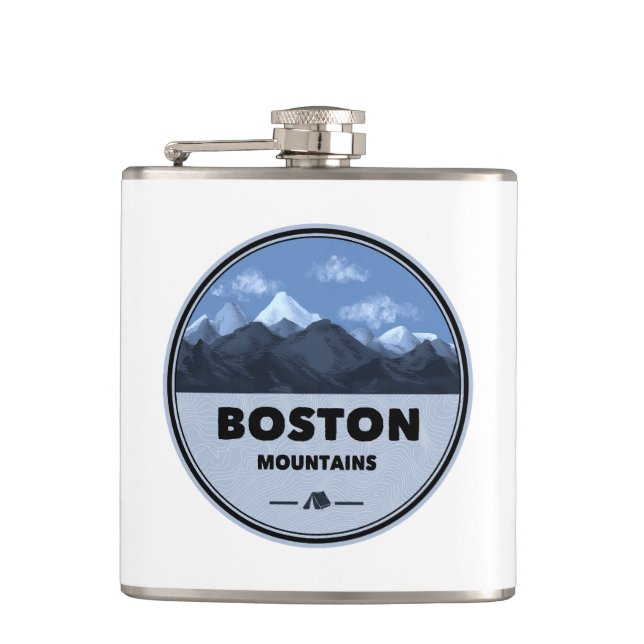 Boston Mountains Arkansas Camping Hip Flask (Front)