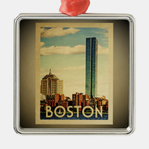 Boston Ornament Vintage Travel Skyline