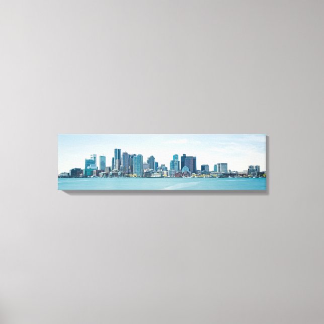 Boston Panoramic Skyline Harbour View Canvas Print (Front)