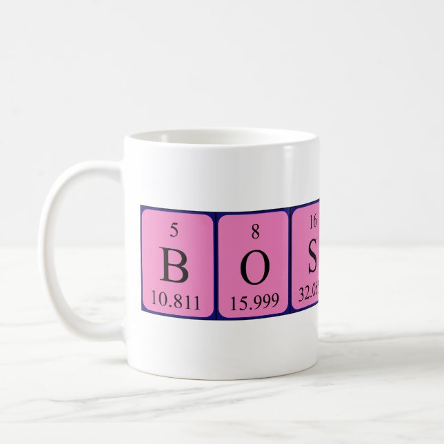 Boston periodic table name mug (Left)